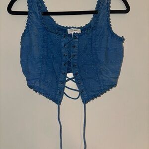 Blue Lace-Up Women's Crop Top